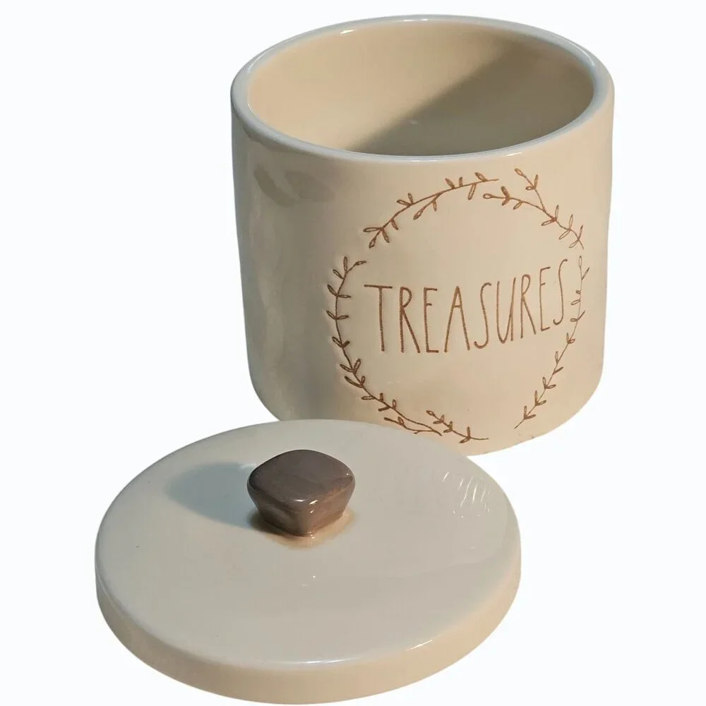 Rae Dunn “Treasures” Canister Jar Container With Lid Artisan By Magenta